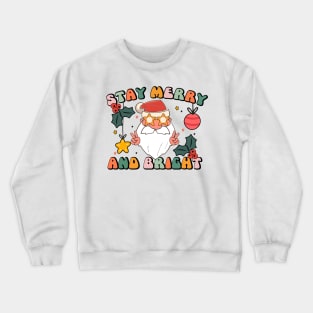 Retro Stay Merry And Bright Christmas Party Santa Crewneck Sweatshirt